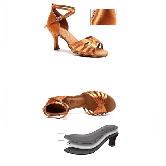 🆕Satin Latin Dance Shoes with Straps - Picture 2 of 16